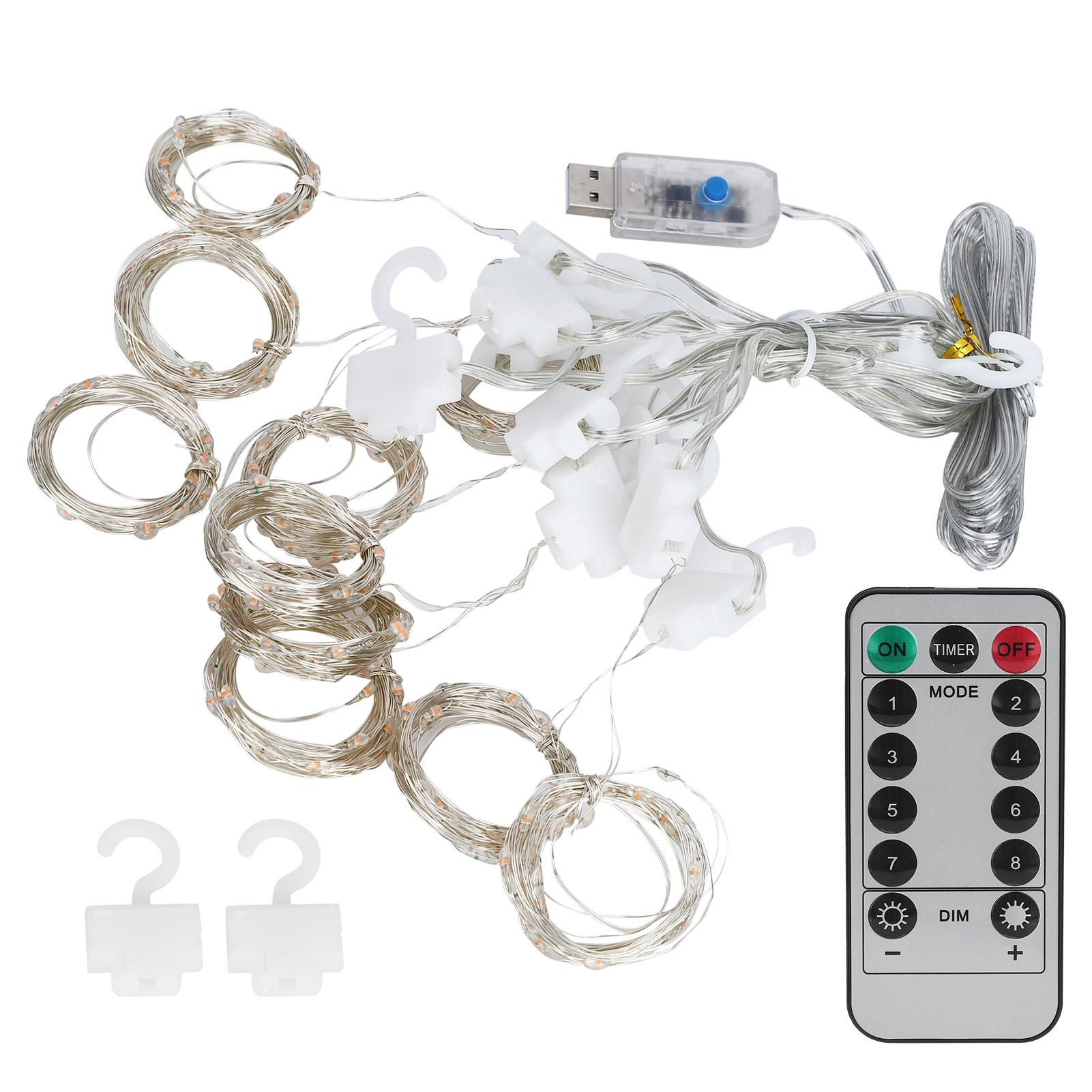 

3x3 m USB Window Curtain String Lights with Remote Control for Christmas Festive Decoration