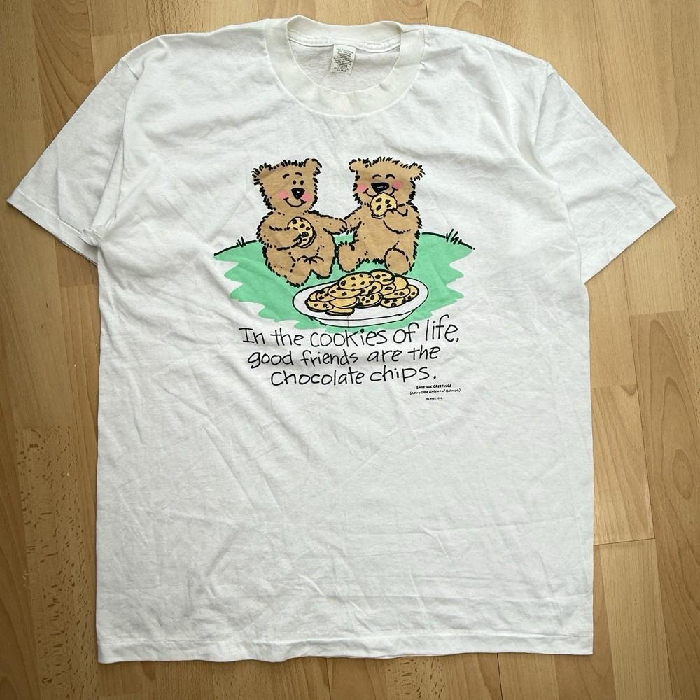Vintage 90s Teddy Bear Cookies Friendship Garden Single Stitch Graphic TShirt Unisex T-Shirt XXL