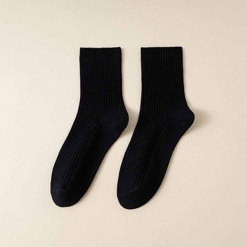 Women's Mid-Calf Cotton Striped Seamless Slouch Socks – Breathable, Casual, and Versatile for Autumn/Winter