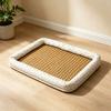 Cat Bed for Indoor Cats Soft Dog Bed with Wicker Mat Anti-slip Pet Sleeping Pad for Kitten Puppy Small Dogs