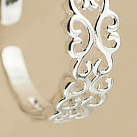 Women Fashion Hollow Love Heart Adjustable Jewelry Silver Plated Open Ring Gift
