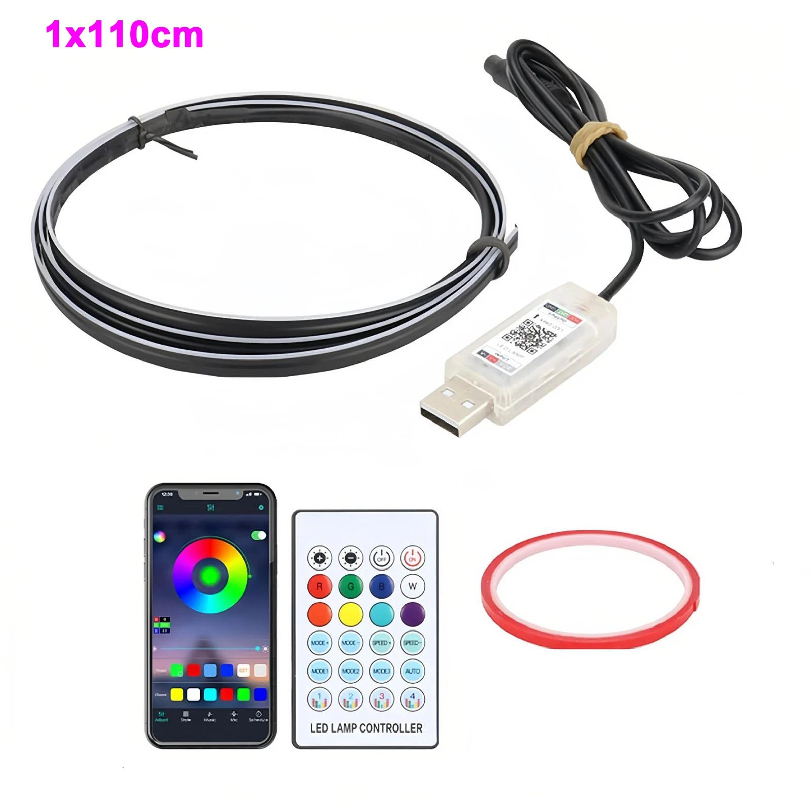 

Автомобильная симфония RGB светодиодная полоса окружающего света Центральная консоль Скрытая полоса атмосферного света Отделка USB-лампа Приложение Пульт дистанционного управления
