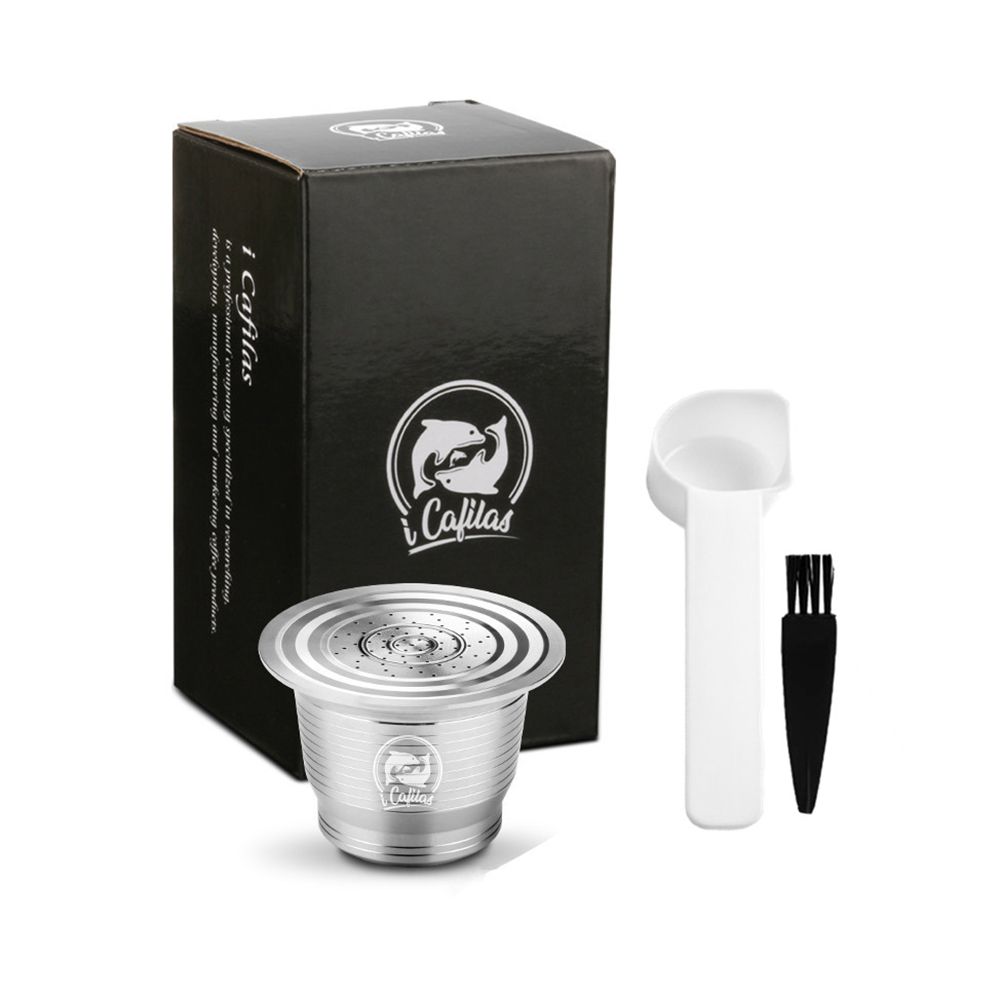 Bar Stainless Steel Spoon Brush Refillable Capsule Tamper Reusable Pods Coffee Capsule For Nespresso Nestle