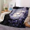 1pc Cat,Twilight,Blossoms Digital Printed Flannel Blanket, Super Soft Plush Fleece Bed Cover, Multipurpose Four Seasons Hypoallergenic Quilt