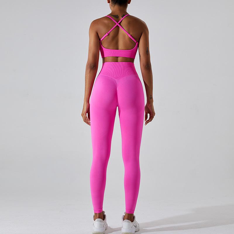 New Fitness Suit Set For Women, Sexy Peach Yoga Tight And Quick Drying Yoga Exercise Set