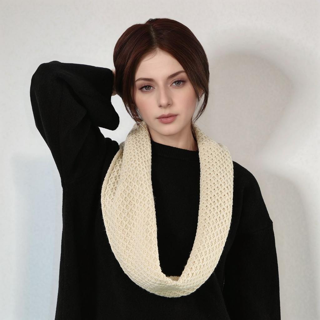 New Autumn Winter Knitted Warm Neckerchief For Women Solid Hollow-Out Scarf Soft Outdoor Warmer Neck Collar Pullover Scarves