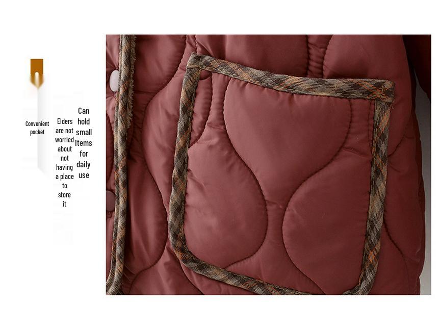 Stylish Velvet-Lined Cotton Jacket for Middle-Aged & Elderly Women - 2025 Autumn/Winter Collection