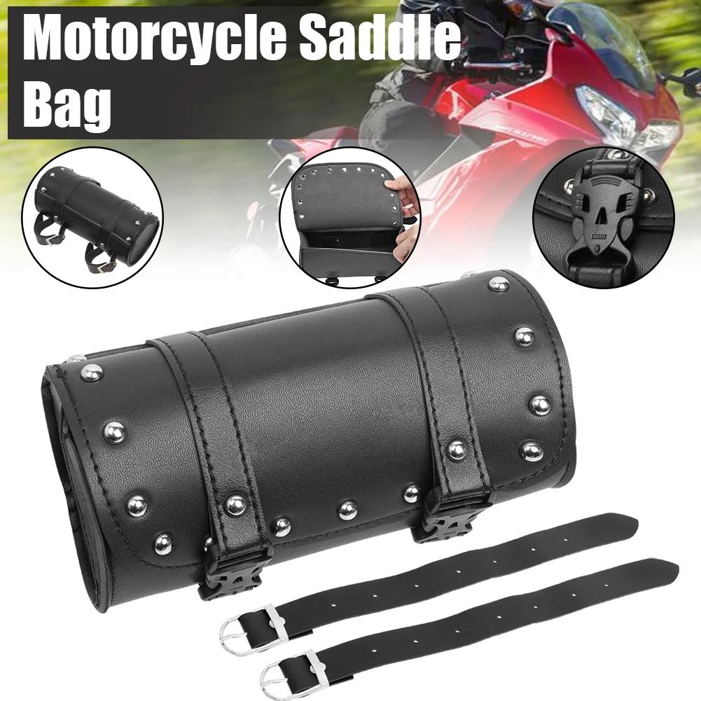 Motorcycle Universal Fork Bag Leather Saddlebags Tool Bag Storage Pouch Waterproof for Sportster