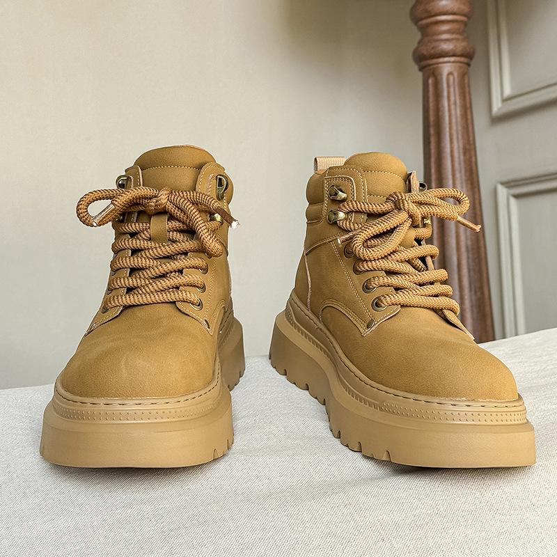 Martin boots new winter velvet outdoor rhubarb boots non-slip casual shoes thick-soled heightening boots