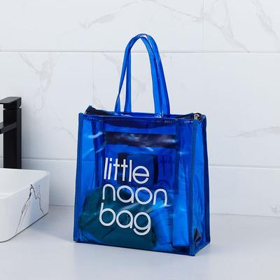 Women Transparent PVC Tote Bag Large Capacity Waterproof Beach Bag with Inner Pouch Clear Handbag Travel Shopping Bag