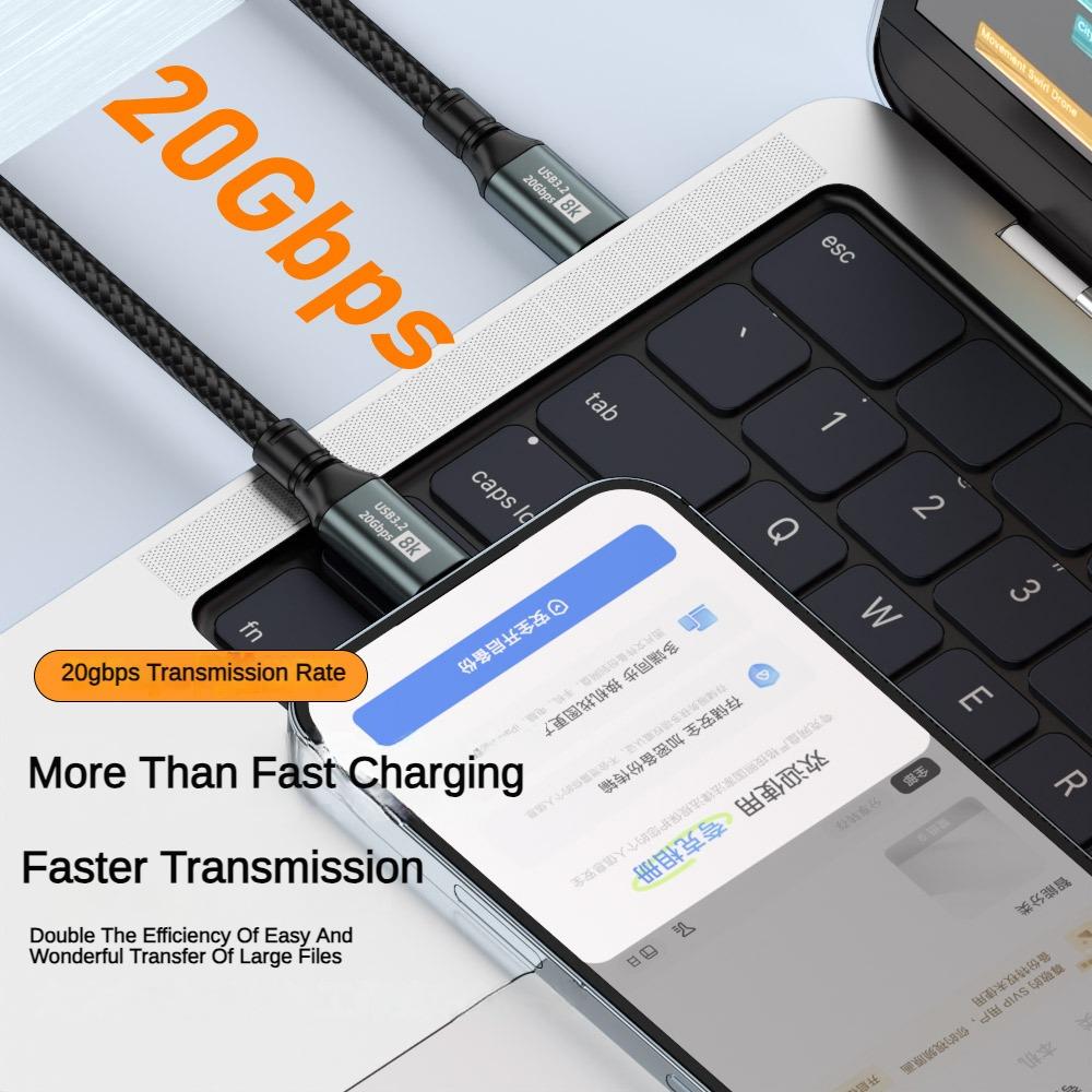 USB3.2 100W Type-C to Type-C Full Function 8K HD Fast Charging Data Cable Suitable for Samsung iPhone 15 MacBook Charging Cable