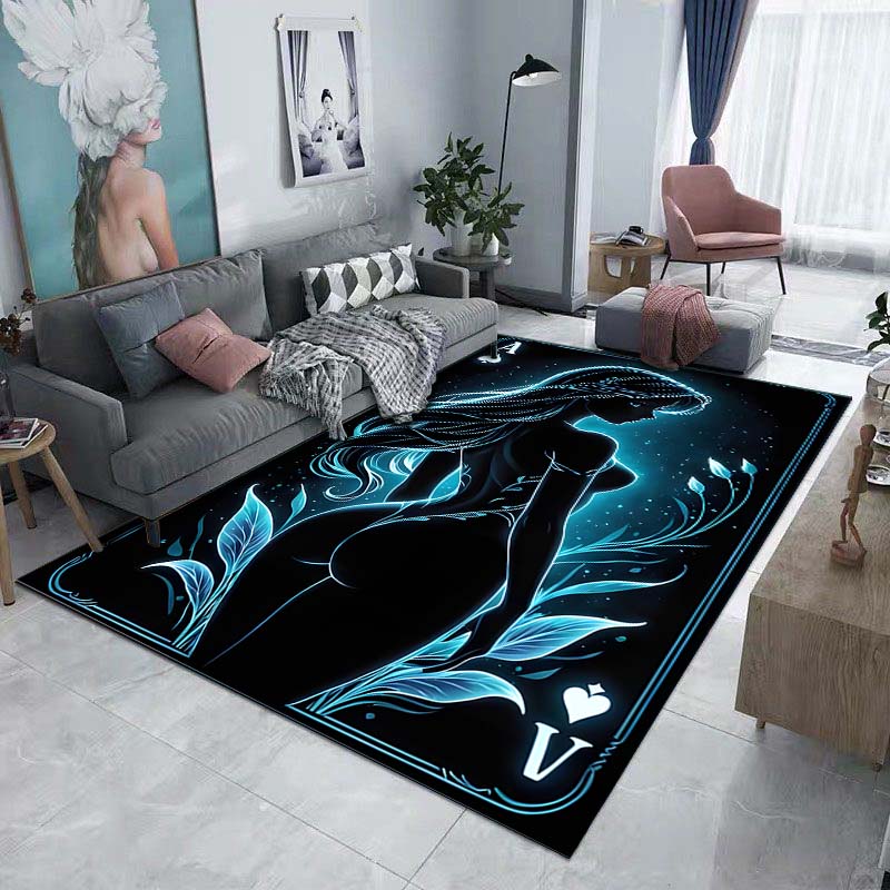 1PC Pretty Girl Cards Printed Carpet for Living Room Bedroom Bedside Bathroom Floor Mat Area Rugged Sofa Mat Home Decor