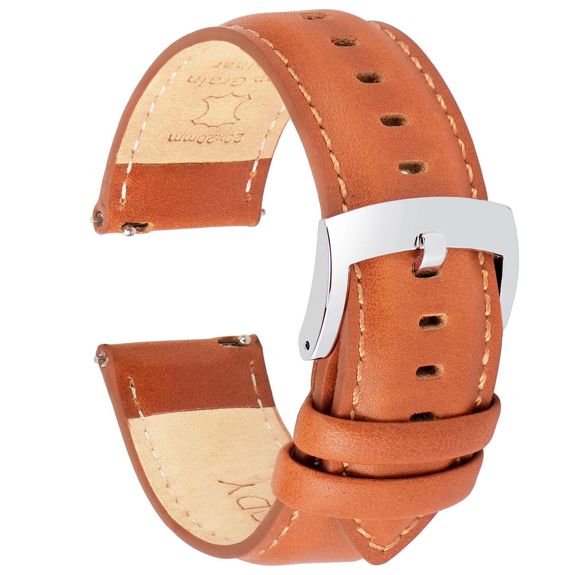 

Ottoody Genuine Leather Replacement Watch Band, 0.71, 0.75, 0.79, 0.83, 0.87 inch (18, 19, 21mm