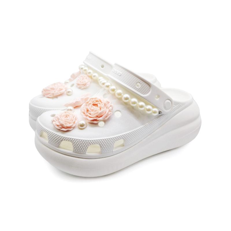 Crocs Crush Clog SIN3A White Peach Elegant Comfortable Hole Shoes Unisex White
