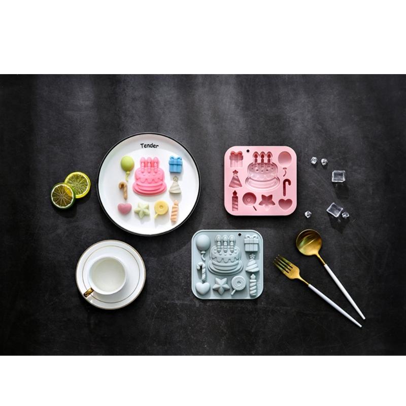Creative Silicone Baking Mold with Balloon Candle and Cake Decorations for Fun Celebration and Simple Release