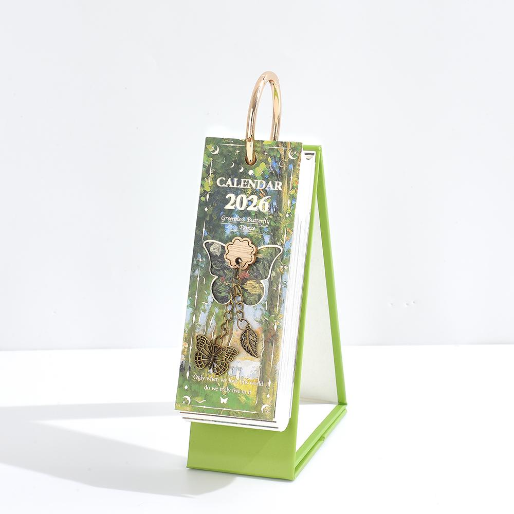 2026 Вдохновляющий Ежедневный Календарь Живопись Настольный Календарь, Декор для Рабочего Стола в Офисе с Золотым Кольцом для Планирования, календарь