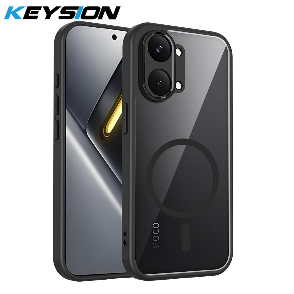 KEYSION Transparent Magnetic Phone Case for Xiaomi POCO X8 Pro Max Silicone+PC HD Clear Shockproof Back Cover for POCO X8 Pro