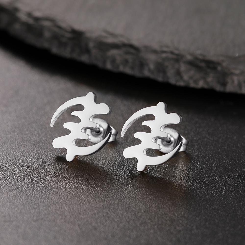Dawapara Ghana Symbol Adinkra Gye Nyame Earrings African Symbol Minimalism Stud Earrings Stainless Steel Jewelry