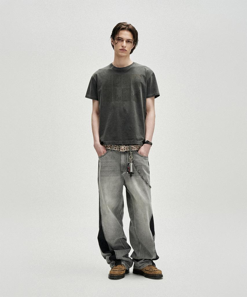 NOT4NERD Cathedral Afterimage Pigment Regular Fit T-Shirts - Charcoal