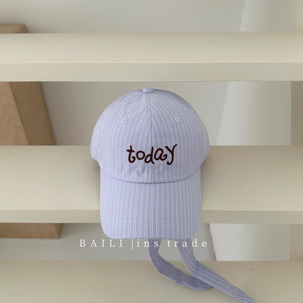 Korean style fresh striped bow tie baseball cap - sweet, versatile, preppy, sun protection, face-slimming duckbill cap