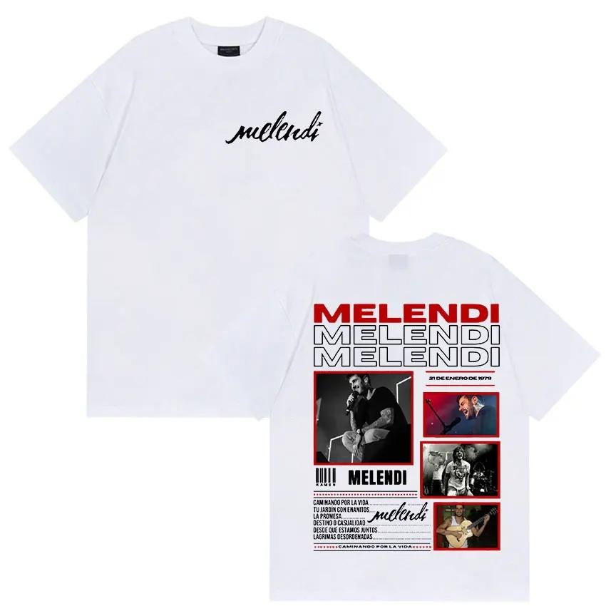 Rapper Melendi Tour 2025 Album Merch T Shirts Men's Vintage Gothic Oversized Cotton T-shirt Plus Size Streetwear Cotton Hip Hop