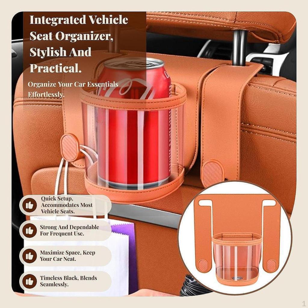Headrest Cup Holder Car Shopping Bags with Hooks Backseat Organizer