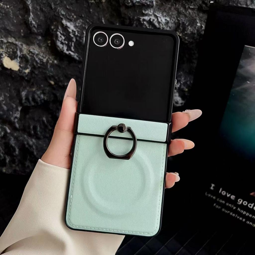 Skórzany etui typu ring do Samsung Galaxy Z Flip 7 6 5 Fold biznesowe Modne z obsługą ładowania bezprzewodowego Magsafe Pokrowiec ochronny