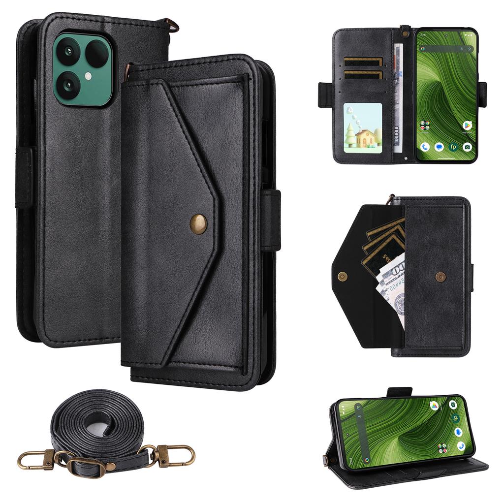 Pro Fairphone 6 Kožené pouzdro Magnetické zavírání Peněženka Stojánek Kryt na telefon s popruhem crossbody