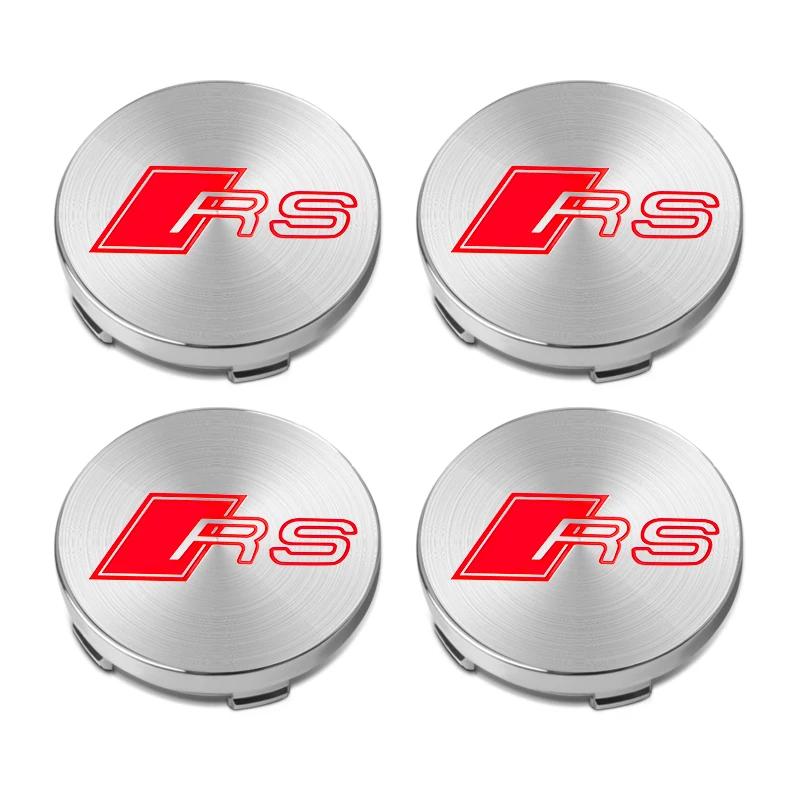 4pcs 60mm Car Wheel Center Hub Stickers 60/68mm Car Wheel Center Hub Caps Auto Decoration Accessories For 4GUFH S RS A3 A4 A1