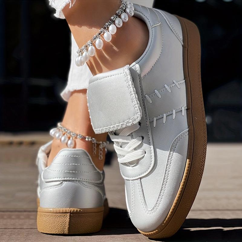 Colorblock Patchwork Lace-up Casual Sneakers - Without Anklet