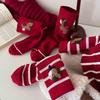 Red Color Women's Cotton Ankle Socks - Thick Soft Crew Socks For Cold Weather, Breathable & Warm