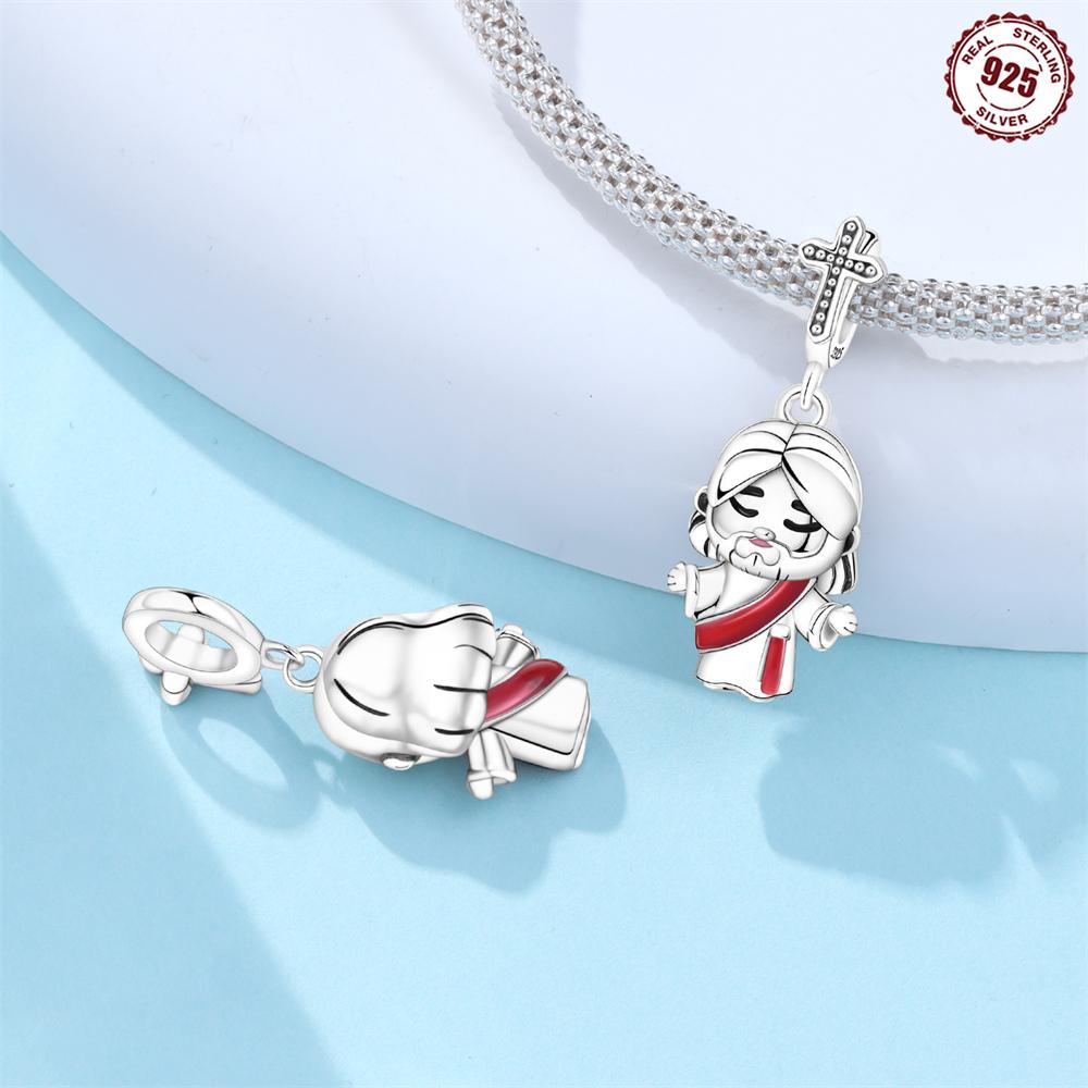 Copper Religious Series Jesus Church Angel Cross Demon Eye Charms Beads For Original Bracelet Woman Girl Jewelry