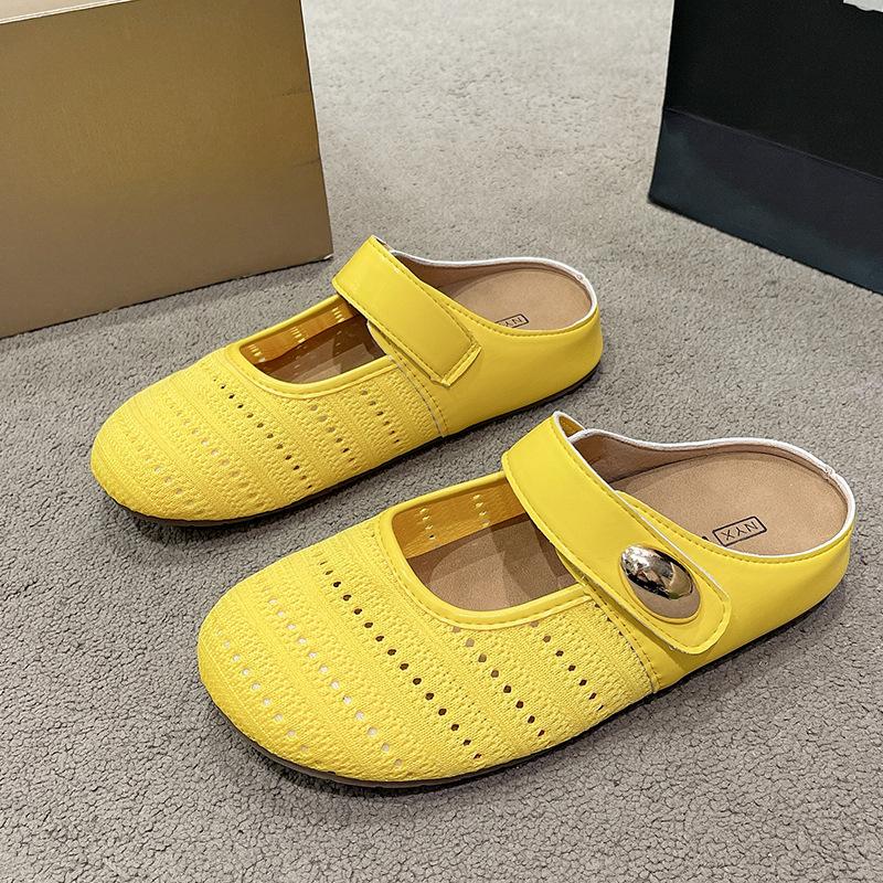 Casual and Comfortable Flat-bottomed Cool Slippers Women's 2025 Summer New Bag Head Half Slippers French Retro High Temperament Women's Shoes