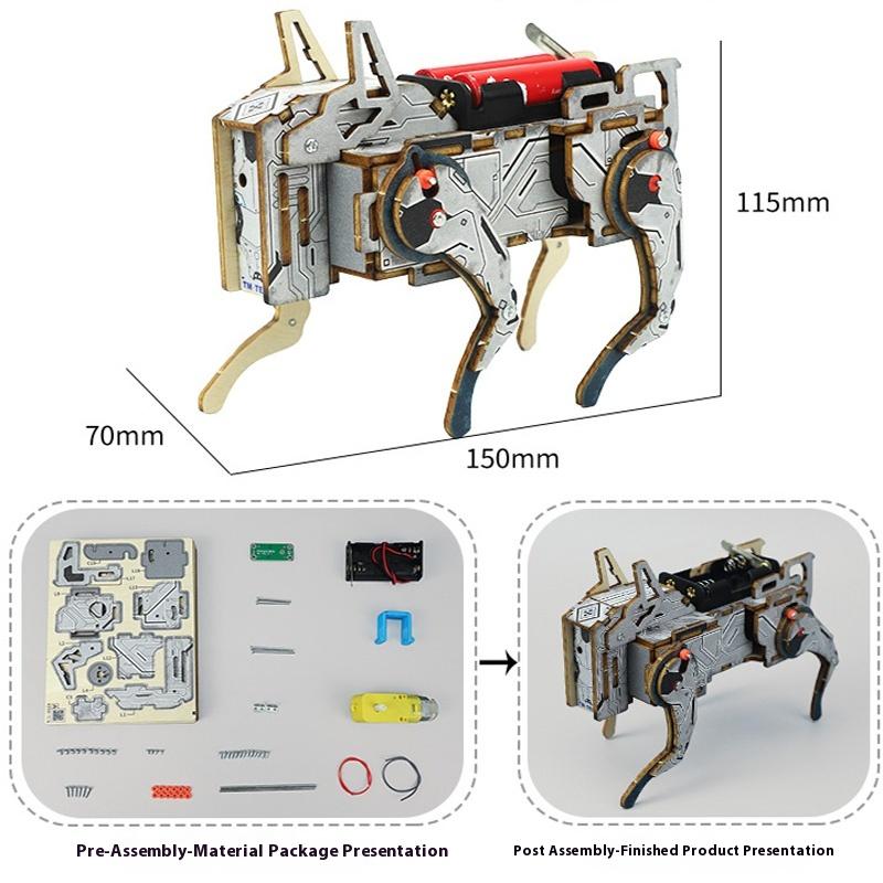 Voice Control Mechanical Dog STEM Kit DIY Wooden Science Toy Educational Building Project for Kids Classroom Learning Tool