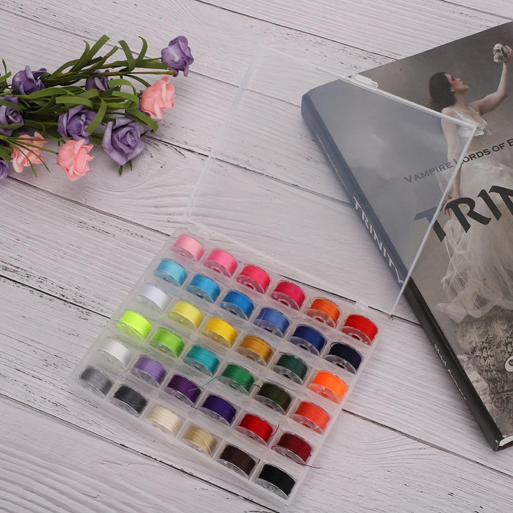 Sewing Accessories Plastic Sewing Threads 36 Grids Colorful Pre-Wound Bobbins Standard Size Bobbin Thread Set Household Sewing