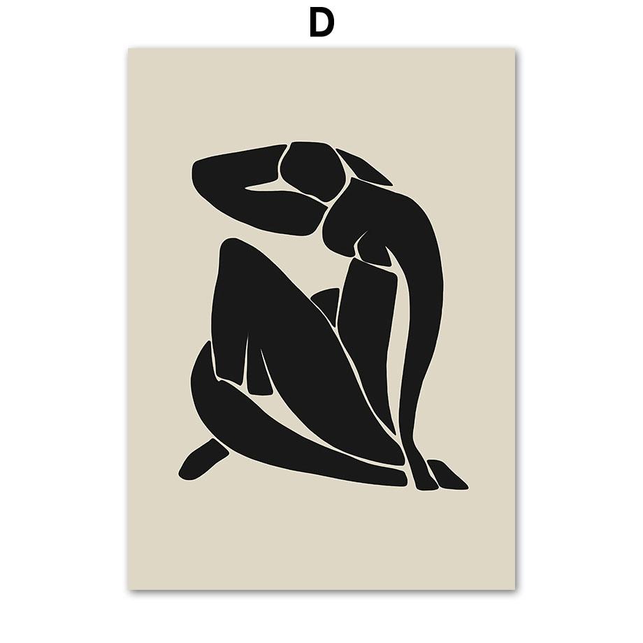 Black White Striped Girl Geometric Lines Curve Posters And Prints Wall Art Canvas Painting For Living Room Decorative Pictures