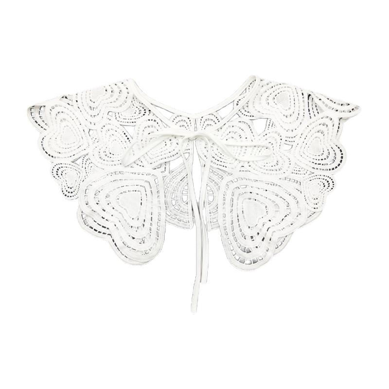 Women Chinese Embroidery Half Top Shawl Vintage Flroal Cheongsam Fake Collar Lace-Up Decorative Neck Cover Dickey Short