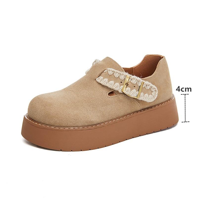 Fashion AIYUQI Women Spring Shoes Genuine Leather 2025 Spring New Platform Women's Loafers Suede Flat Retro Casual Shoes Women