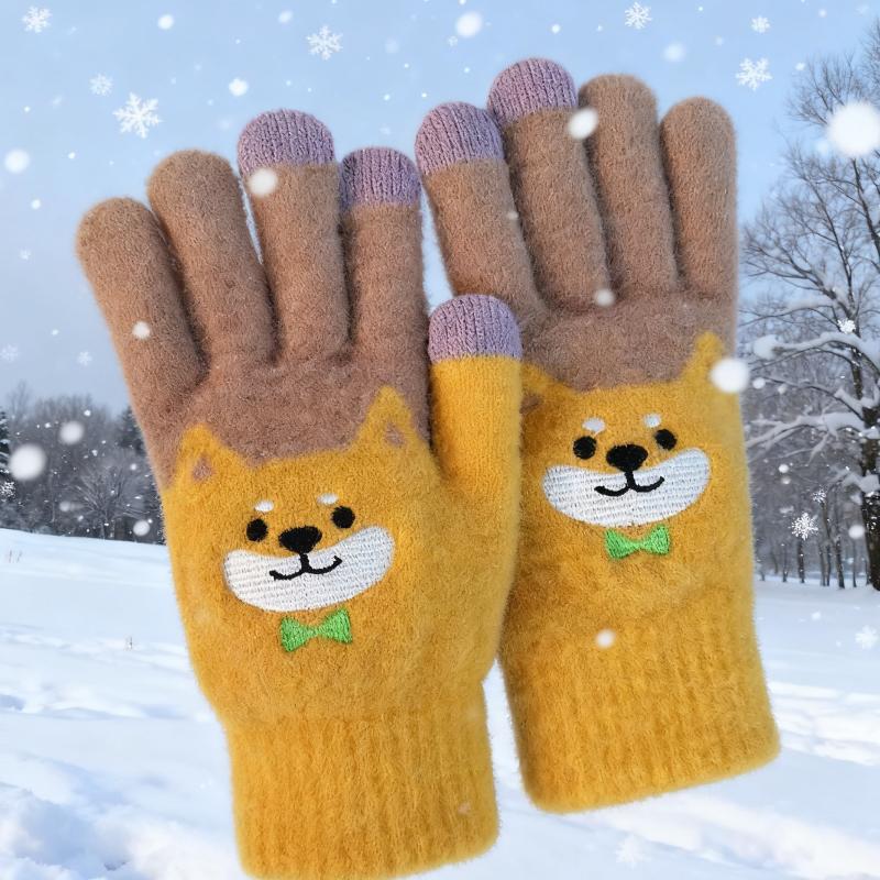 

1 Pair of Cute Puppy-Shaped Warm Gloves in Three Colors to Choose From, Winter High-Quality and Adorable Cartoon Year, Birthday, Unisex Gl