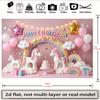 2D Cute Unicorn Birthday Backdrop with Gift Boxes for Photo Booth & Events