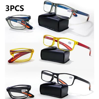 3Pcs Foldable Reading Glasses For Men Women Classical Eyeglasses Comfortable Wearing Convenient Carry Gift Glasses Case