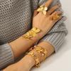 18k Gold Stainless Steel Butterfly Open Bangle Non-fading Titanium Steel Flower Open Ring for Women