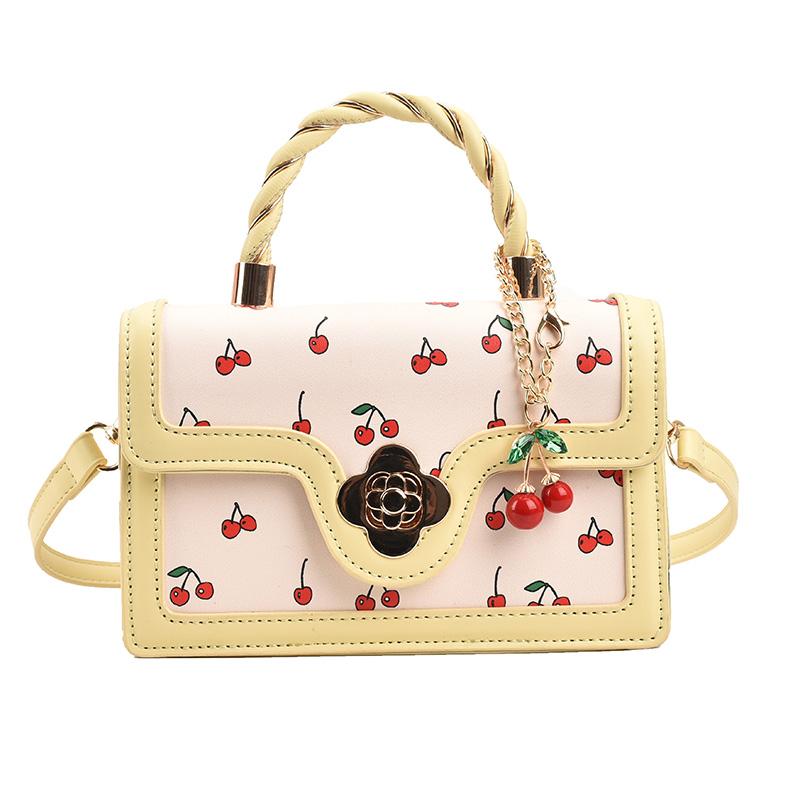 Borsa a Mano Casual alla Moda da Donna PU Decorazione a Fantasia di Ciliegie Mini Borsa a Spalla da Donna Borsa a Tracolla per Pendolarismo Shopping Uscite
