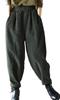 One Corduroy Sarouel Loose Solid Balloon Elastic Wide Size L One's Women's Pants, Fit, Autumn/Winter Casual, Color, Waist, Leg, Green,