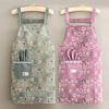 Cotton Canvas Apron With Sleeves Kitchen Cooking Floral Print Adult Chef Bib Lightweight Stain-Resistant