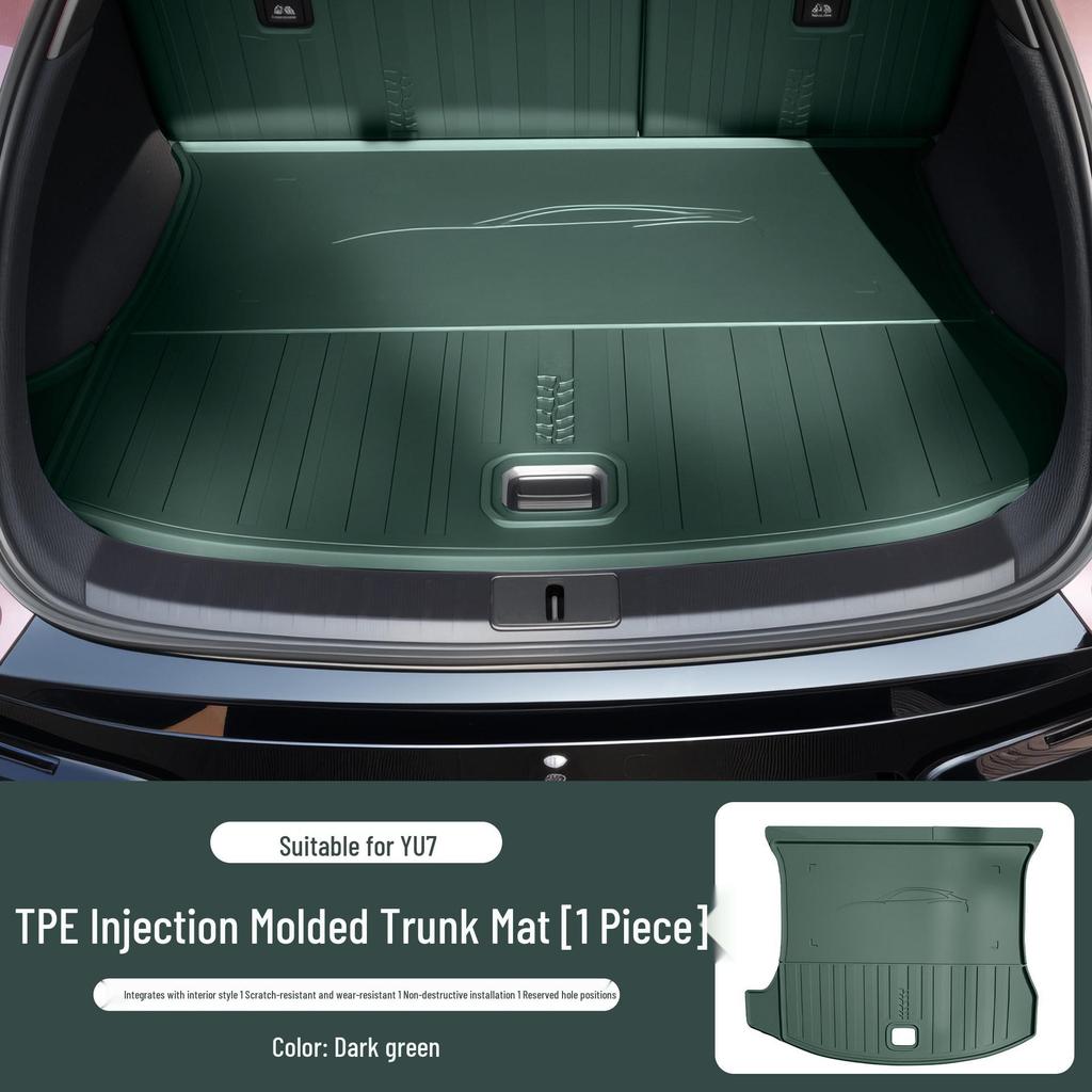 Compatible with Xiaomi YU7 TPE Trunk Mat: Dirt-Resistant Rear Floor Mats & Backrest Pad Interior Accessory