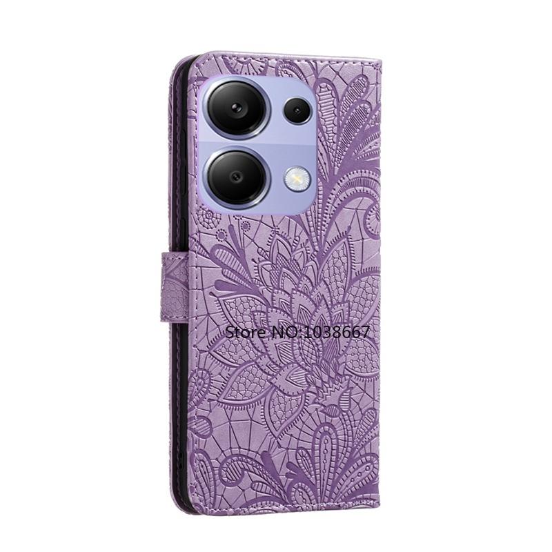 Book Case for Poco M6 Pro X6 Neo X6 Pro M5S F5 X5 X3 X4 Pro 5G PocoPhone C65 C61 C50 C51 C55 Flower Leather Wallet Card Slot