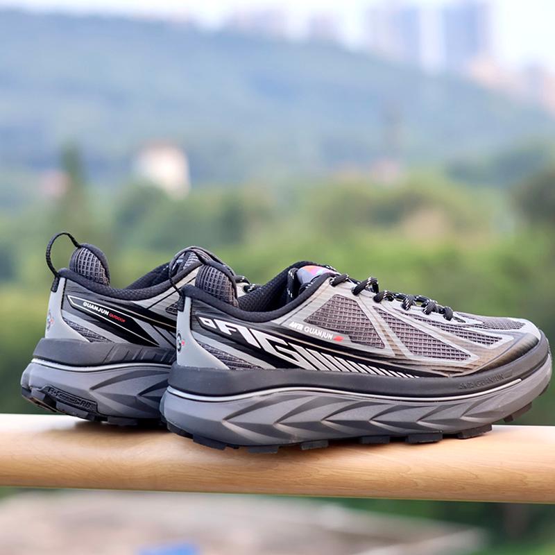 Anta Round Toe Lace-Up Shock Absorbing Wear-Resistant Low-Top Running Shoes Men Sneakers Black Gray 112346606A-1