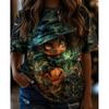 Fashion Women Retro Creative Pumpkin Wizard Print T Shirt Funny Casual O-neck Short Sleeves T-shirt Summer Female Tee Shirt Halloween Limited Edition