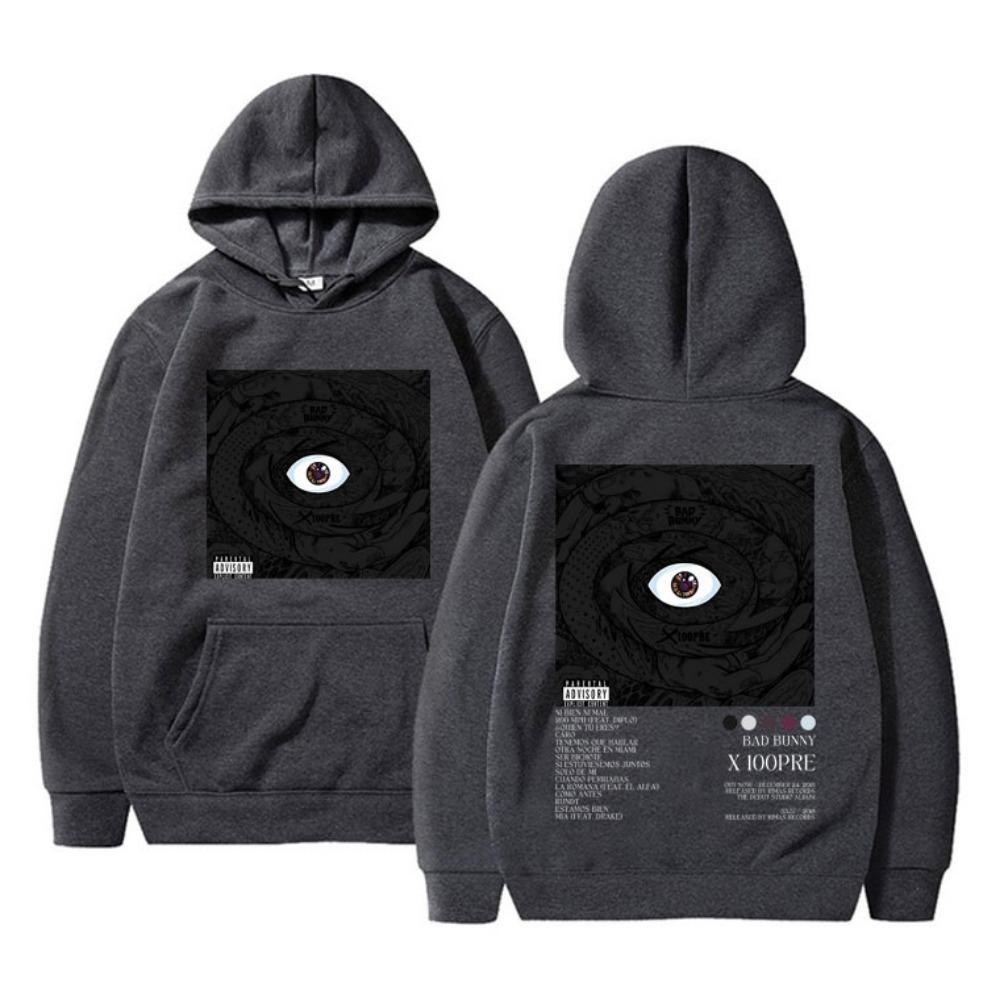 Rapper Bad Bunny X 100PRE Music Album Hoodie Double Sided Print Men's Women's Extra Large Hoodie Vintage Streetwear
